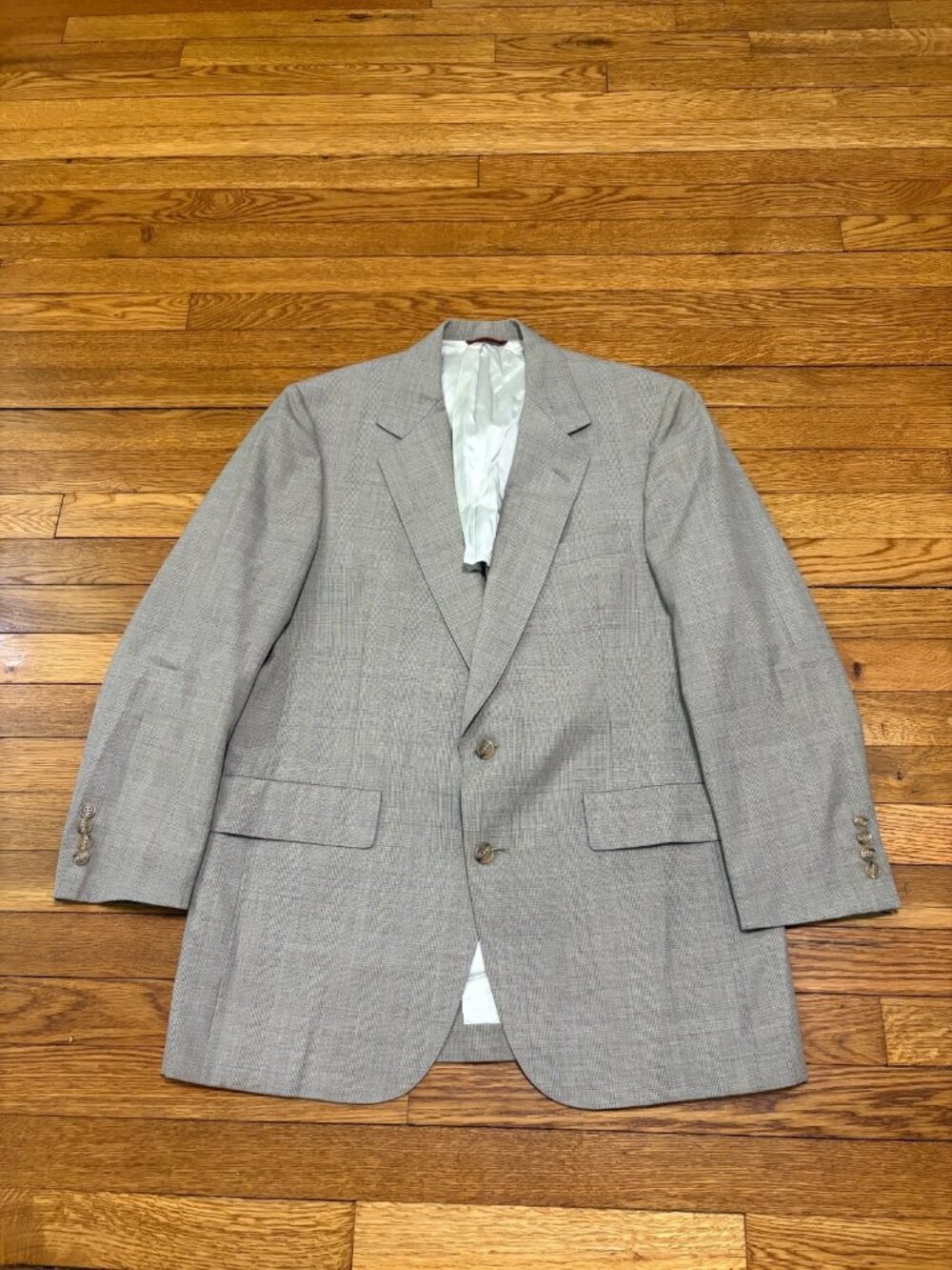 Hart Schaffner Marx Mens Blazer Jacket 40R Wool 2 Button Sport Coat Gray Plaid